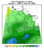 January 1 to June 26, 2008, total precipitation