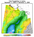 Rains across Midwest from tropical system Gustav