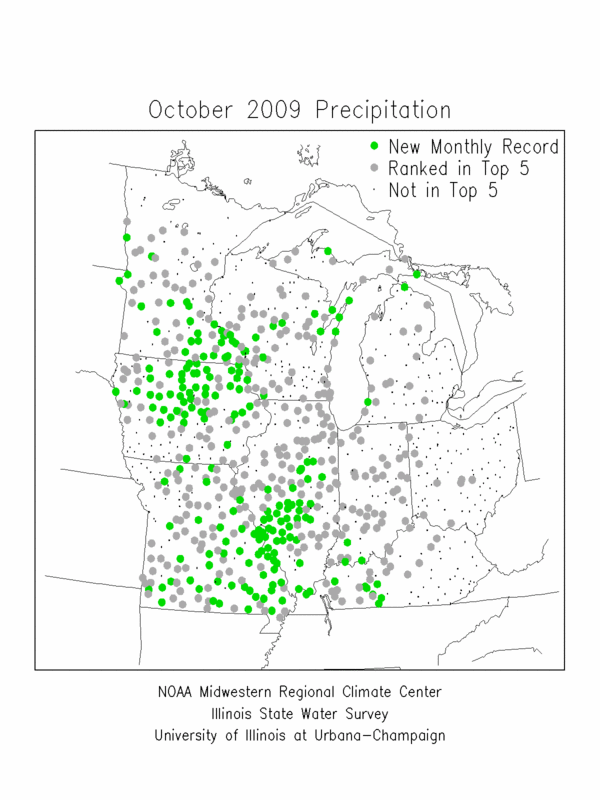 Stations that set or almost set their October rainfall record