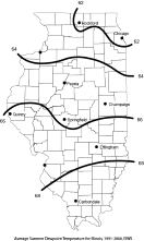 Summer dewpoint temperature for Illinois