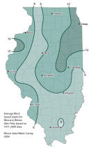 Winter windspeeds for Illinois