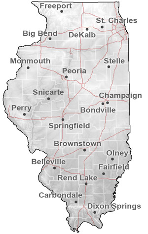 Illinois Climate Network Stations Map